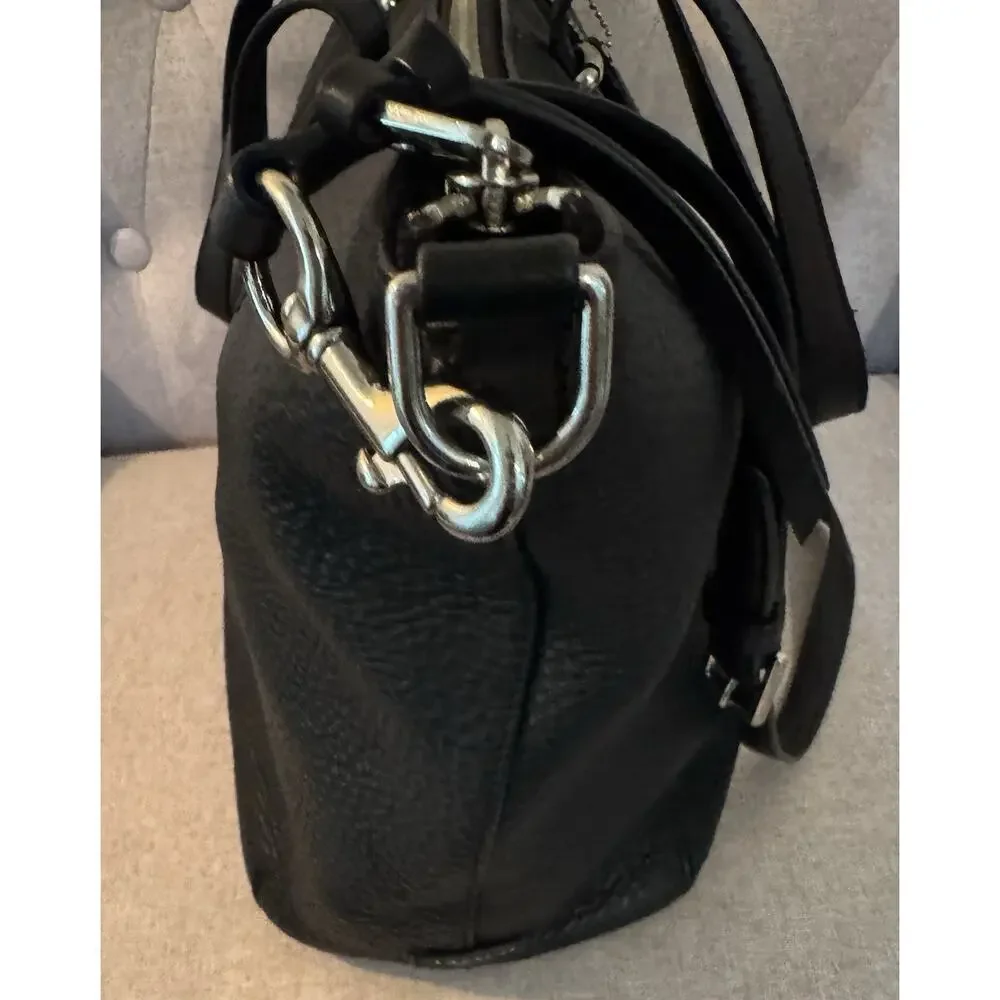 Coach Bleecker Handbag Pebbled Black Leather Satchel